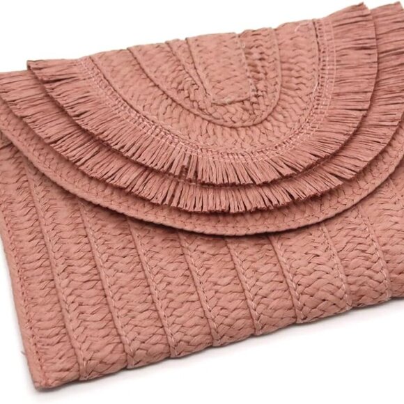 Lightweight Straw Crossbody Clutch - Roomy Summer Accessory for Any Occasion - Picture 4 of 7